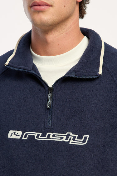 RUSTY Blizzard Quarter Zip Polar Fleece Navy Blue