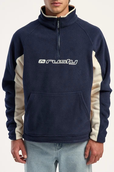 RUSTY Blizzard Quarter Zip Polar Fleece Navy Blue