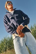 RUSTY Blizzard Quarter Zip Polar Fleece Navy Blue