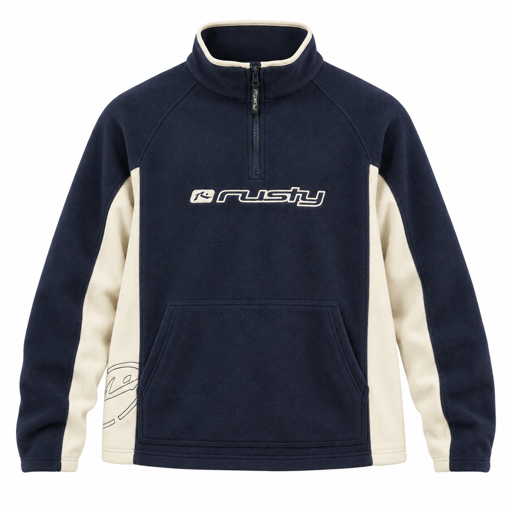 RUSTY Blizzard Quarter Zip Polar Fleece Navy Blue