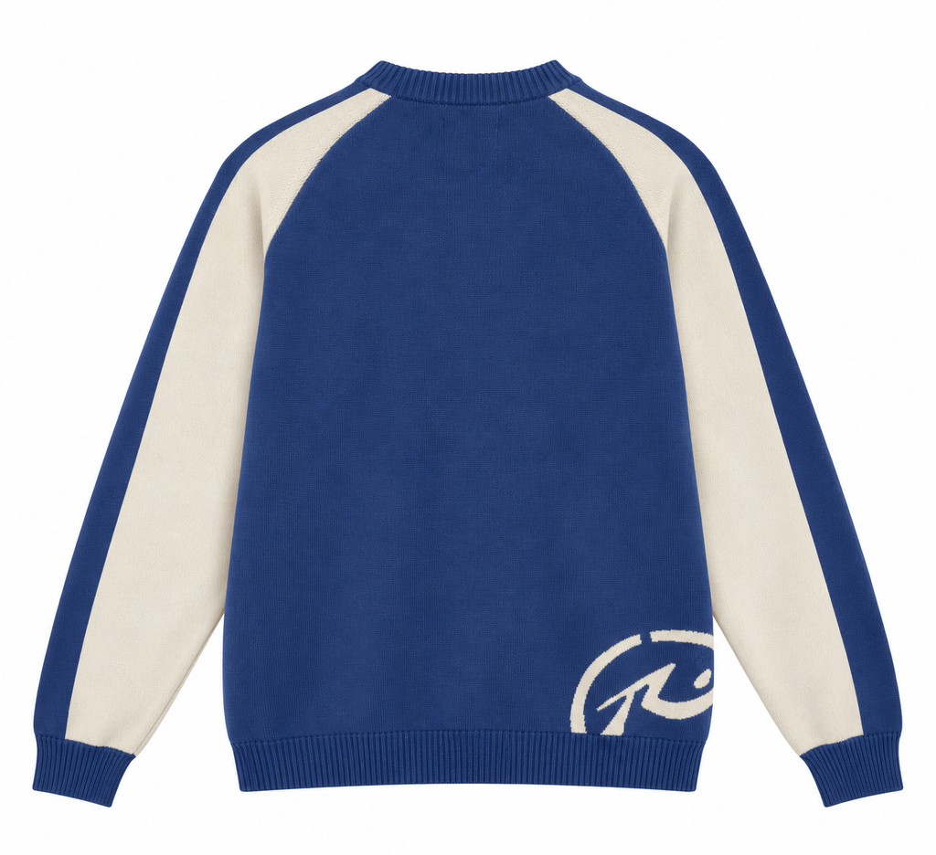 RUSTY Roll Safe Boxy Knitted Crew Dark Blue