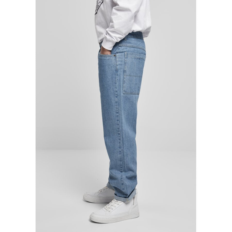 SOUTHPOLE Embroidery Denim Baggy Jeans In Retro Midblue