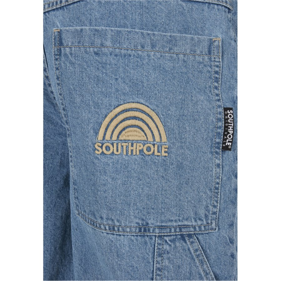 SOUTHPOLE Embroidery Denim Baggy Jeans In Retro Midblue