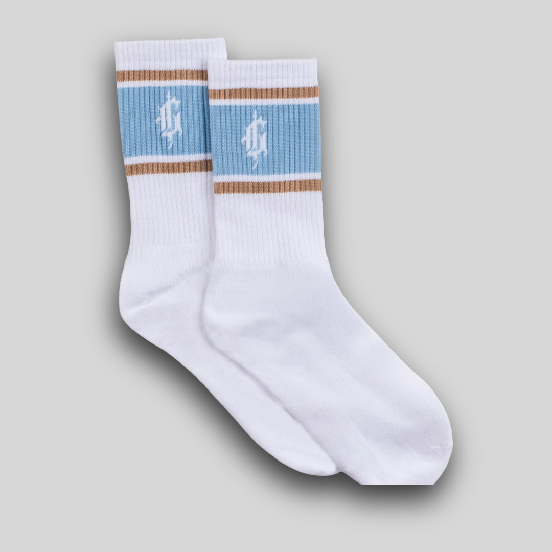 CARNAL ''C'' White/Baby Blue Socks