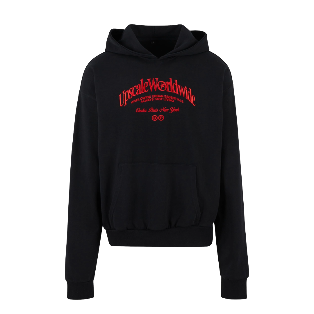 UPSCALE World Wide Black Oversized Hoodie