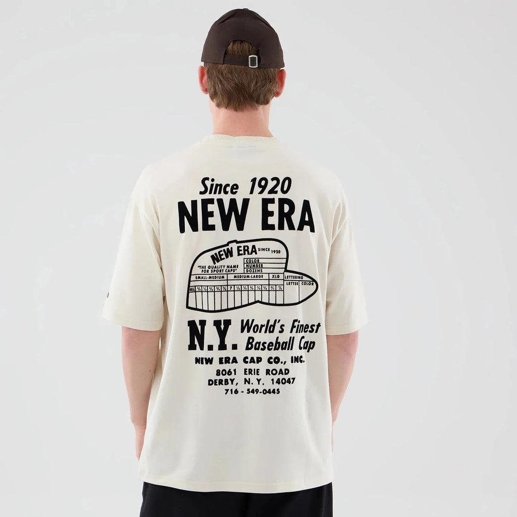NEW ERA Cap Graphic Cream Oversized T-Shirt