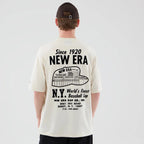 NEW ERA Cap Graphic Cream Oversized T-Shirt