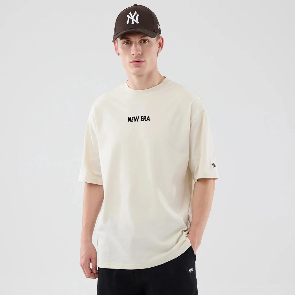 NEW ERA Cap Graphic Cream Oversized T-Shirt