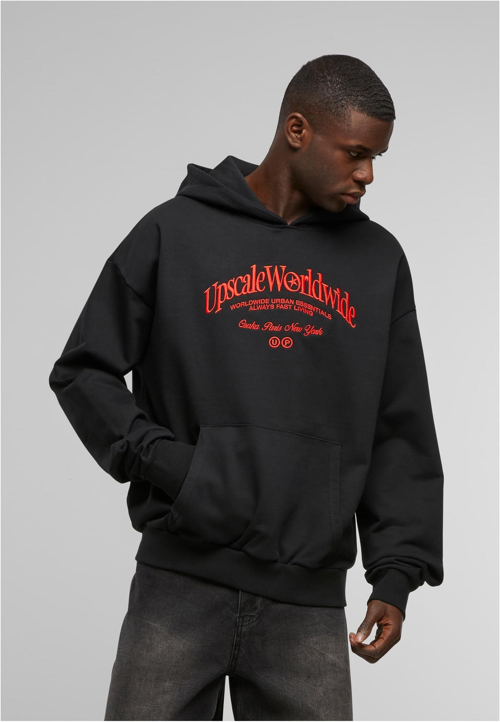 UPSCALE World Wide Black Oversized Hoodie