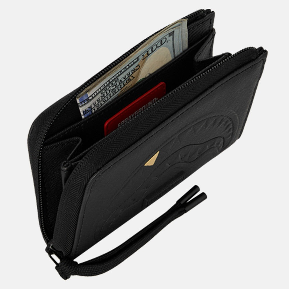 SPRAYGROUND Blacked Out Embossed Gold Tooth Wallet