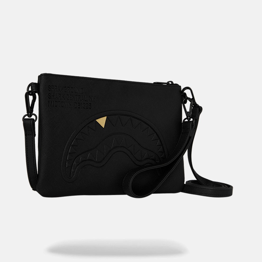 SPRAYGROUND Blacked Out Embossed Gold Tooth Crossover Clutch