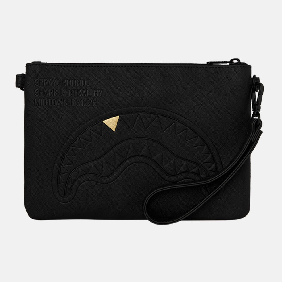 SPRAYGROUND Blacked Out Embossed Gold Tooth Crossover Clutch