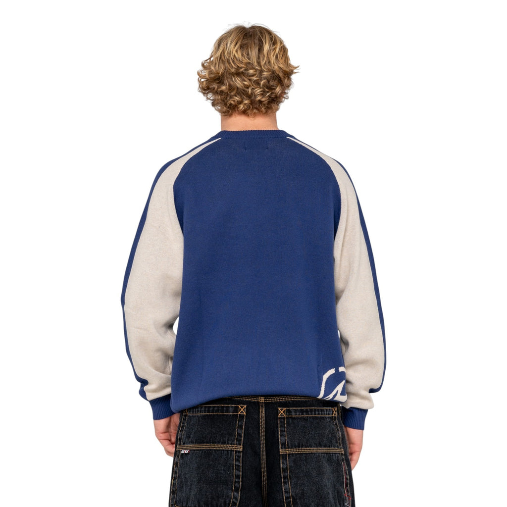 RUSTY Roll Safe Boxy Knitted Crew Dark Blue