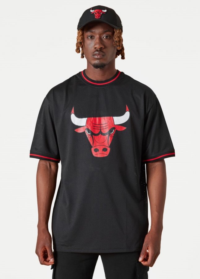 NEW ERA Chicago Bulls NBA Logo Oversized Black Mesh T-Shirt