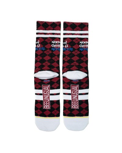 Bee Unusual “Normal Gets You Nowhere” plaid socks