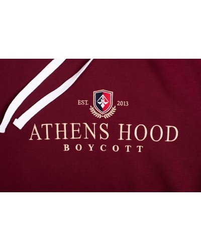 A.H.B. BORDEAUX EMBROIDERED "ATHENS STREET COLLEGE EMBLEM" HOODIE