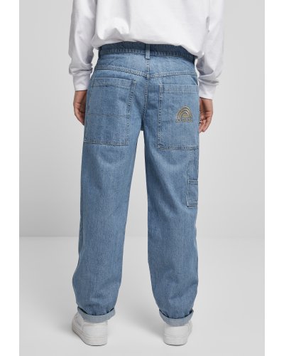 SOUTHPOLE  Embroidery Denim Baggy Jeans In Retro Midblue 