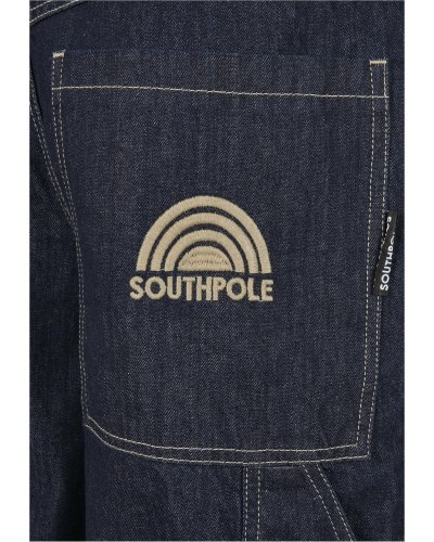 SOUTHPOLE Embroidery Denim Baggy Jeans In Raw Indigo 
