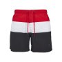URBAN CLASSICS Color Block Swimshorts Black/fire red/white 