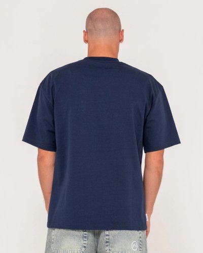RUSTY INTERNAZIONALE OVERSIZED HEAVY T-SHIRT NAVY BLUE 