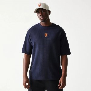 NEW ERA New York Mets MLB Waffle Navy Oversized T-Shirt