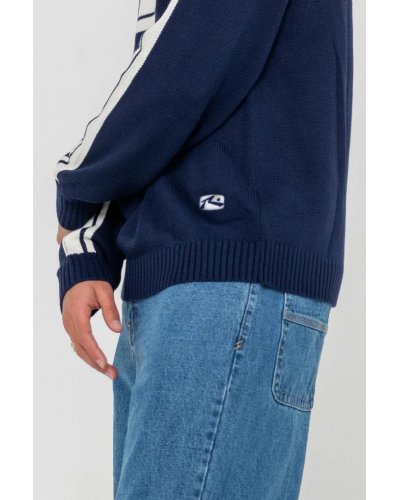 RUSTY WHITE LINES 2.0 KNITTED CREW NAVY BLUE 