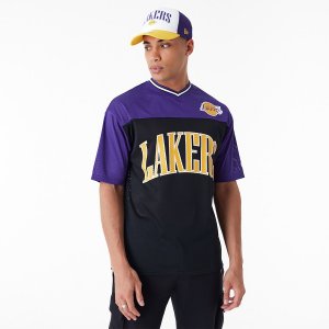 NEW ERA LA Lakers NBA Arch Graphic Mesh Black Oversized T-Shirt