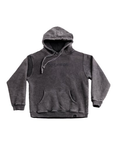 A.H.B. STONEWASHED EMBROIDERED "BOYCOTT" BLACK HOODIE